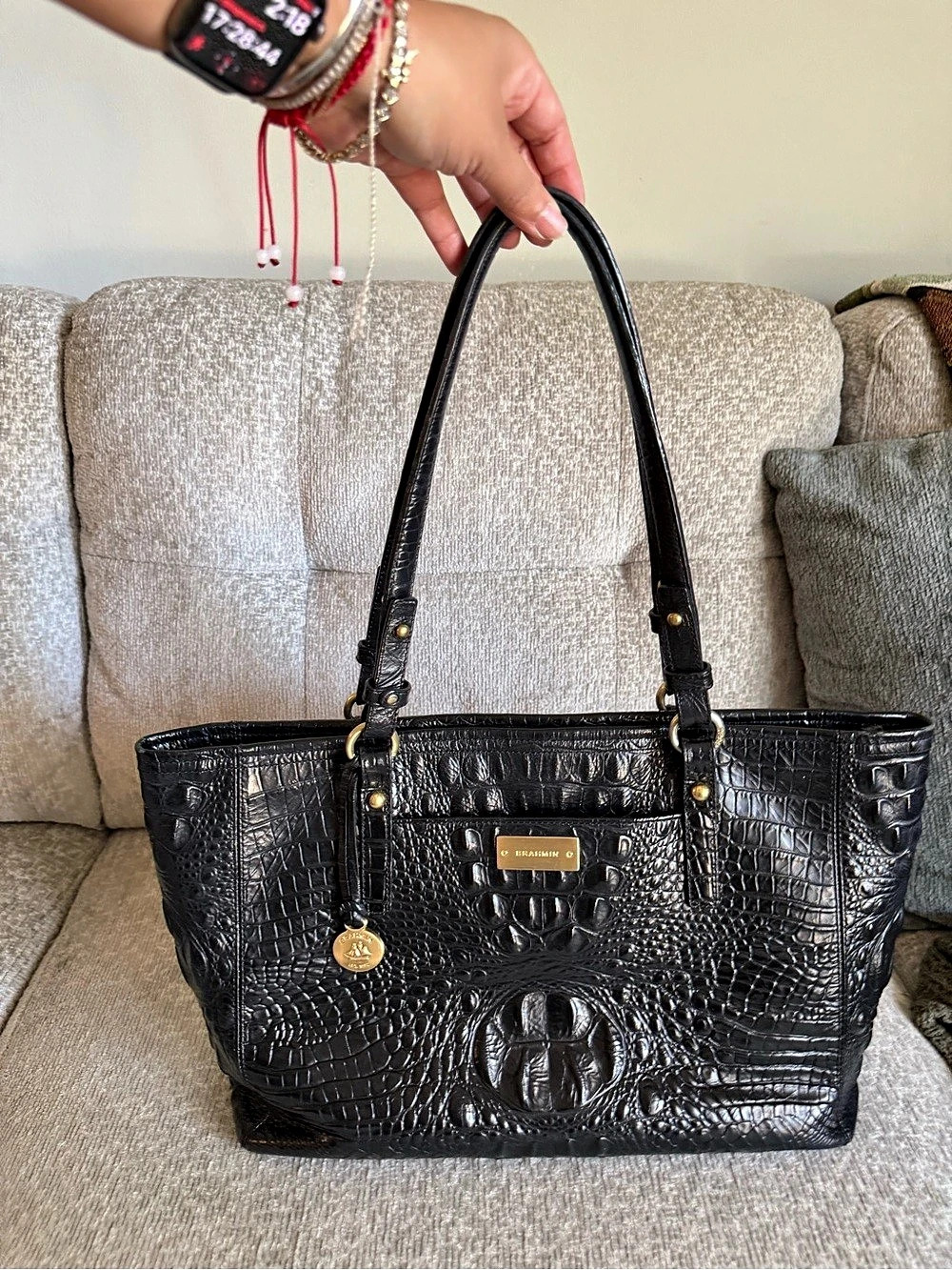 Brahmin Finley Black Crocodile leather  Tote